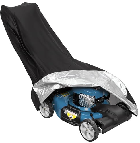 Befurglor Lawn Mower Covers, 210D Oxford Lawnmower Cover for Outside Storage, Outdoor Covers Waterproof with Drawstrings Black (193x112x63.5CM)