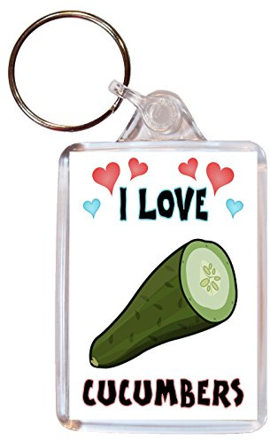 Baked Bean Store I Love Cucumbers/Cucumber - Double Sided Keyring Key Fob Chain Name Tag Souvenir/Gift/Present