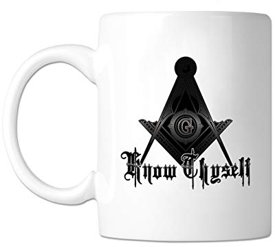 Wissen Dich Selbst quadratisch & Kompass 11 Oz Kaffee Becher von The Freimaurer Exchange