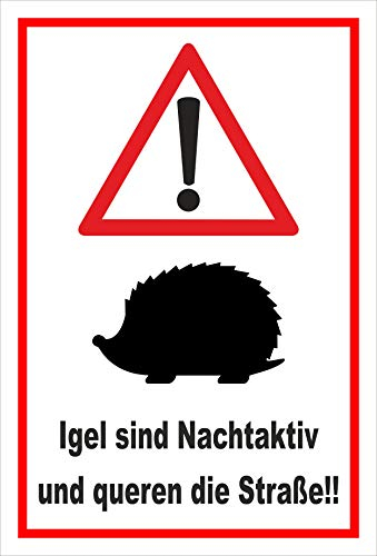 Melis-Folienwerkstatt Schild Igel queren die Straße - 45x30cm - Bohrlöcher - 3mm Aluverbund – 20 VAR S00359-119-B