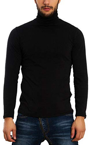 Toocool Rollkragenpullover Herren Baumwolle für den Winter, hochgeschlossen, schmal Geschnitten, mit Plüsch Gefüttert, Rollkragenshirt Herren, Rolli Herren, Turtleneck Pullover LO-A6957 [XXL, Schwarz]