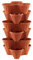 GEEZY Set of 6 Stackable Strawberry Planter – Terracotta Brown, Tiered Planters for Outdoor Vertical Gardening, Space-Saving Durable Pots for Gardens, Patios, Balconies – Ideal for Herbs & Plants