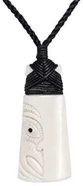 81stgeneration Handgeschnitzter Großer HEI Toki-anhänger aus Paua-Muschel aus Knochen mit Eingraviertem Maori-kriegergesicht | Kordelkette im Nz-Stil | Surfer-Accessoire für Herren
