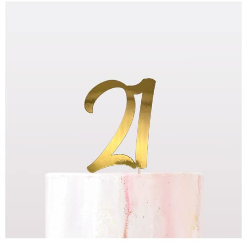 Number cake topper 21st Birthday by Extra Touch Design - metallic mirror GOLD card