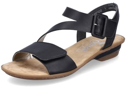 Rieker Damen Riemchensandalen 63460, Frauen Sandalen,Sommersandalen,Absatz,Sommerschuhe,Freizeitschuhe,offene Schuhe,schwarz (00),39 EU / 6 UK