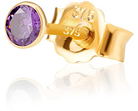 NKlaus Einzel 3,0mm 375 Gelb Gold 9 Karat Ohrstecker Zirkonia Butterfly Verschluss Damen Mädchen