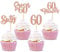 Blumomon Rose Gold Glitter 60th Birthday Cupcake Toppers Happy Birthday 60 Fabulous Cupcake Toppers Happy 60th Cake Decorations for 60th Birthday Happy 60th Theme Party Supplies