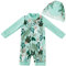 UMELOK Kleinkind Badebekleidung UV Schutz 50+ Einteilige Badeanzug (Grüne Tropische Pflanzen,2-3 Jahre/92-98cm)