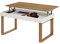 HOGAR24 ES Odin - Mesa Centro Elevable Madera Maciza, Acabado Encerado y Blanco. Medidas: 100x50x47 cm