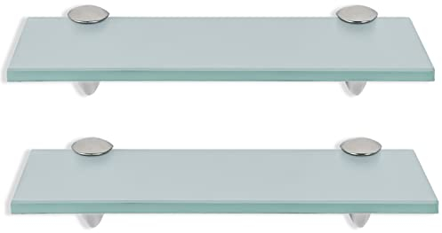 Randaco 2X Glasablage Glasregal, Glasablage Mattglas mit Wandhalterung&8mm ESG Sicherheitsglas und Halterung, perfekt geeignet als Duschregal/Badablage für Bad, Küchen,Balkon (40x10x0.8 cm)