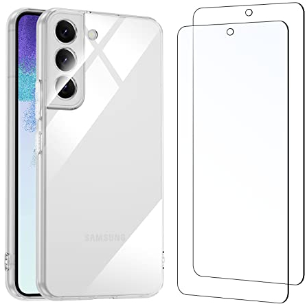 NEW'C Hülle für Samsung Galaxy S21 FE 5G Ultra Transparent Silikon Weiches TPU Gel und 2 × Panzer Schutz Glas für Samsung Galaxy S21 FE 5G - Anti Scratch