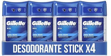 Gillette Clear Gel Antitranspirante Desodorante Cool Wave Para Hombre, 4 x 70 ml