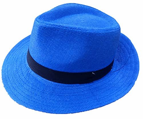 Miobo Sombrero Panamá de paja de montaña Sombrero de paja Sombrero de paja Sombrero de verano, azul, 56-57