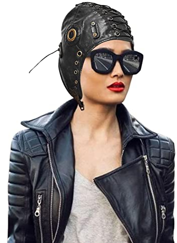FASSME Pilotenkappe | Verstellbare Flugzeugkappe Steampunk Neutral - Flugzeugkostü geheimnisvoll für Männer Frauen Partys