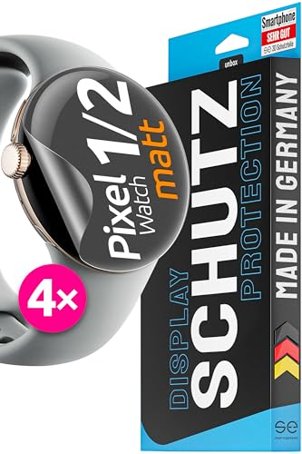 4x se® 3D SCHUTZFOLIE Entspiegelt für Google Pixel Watch,Anti-Staub, 100% Fingerabdruck & FaceID kompatibel, einfache blasenfreie Installation, Ultra-Klar, Stoß-Kratzfest, aus Deutschland