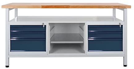 ADB Werktisch, Packtisch, Werkbank, Montagetisch, Werkstatttisch, Arbeitstisch, 6 Schubladen, L 1700 x B 600 x H 840 mm, max. 500 kg