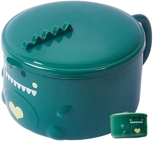 Bol à soupe avec Manche, bol avec couvercle en acier inoxydable Cartoon Dinosaur nouilles bol avec manche Ramen bol et bol avec couvercle maison japonaise Ramen bol