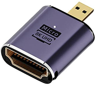 cablecc Adaptateur convertisseur Micro HDMI mâle vers HDMI 2.1 Femelle UHD - Prise en Charge HDTV 8K 60 Hz