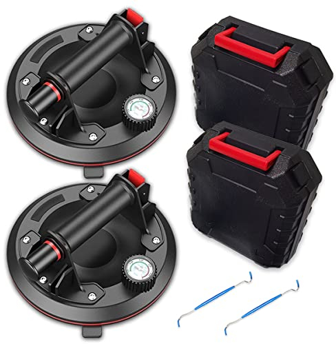2 Piezas Ventosa 8 Con ManóMetro Abs Bomba De Mano Ventosa De Vidrio Potente Para Superficies Planas Y Lisas Con Caja De Herramientas PortáTil Accesorios Capacidad De Carga 200kg