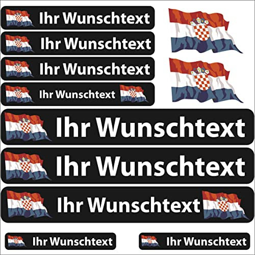 INDIGOS UG® Namensaufkleber Sticker - Flagge wehend - Land Kroatien - 13 Fahnenaufkleber - Aufkleber mit Namen & Wunschtext - Fahrrad - Auto - Motorrad - individuell personalisiert