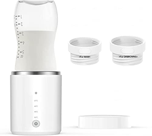 Flaschenwärmer, Wiederaufladbarer Reise-Babyflaschenwärmer mit 2 Adaptern, Tragbarer Flaschenwärmer für Muttermilch oder Babynahrung, 3 Minuten Schnelle Erwärmung