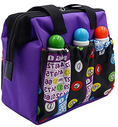 Yuanhe Tragetasche mit Bingo-Muster und 6 Taschen, Bingo-Dauber-Tasche, Violett, Tragetasche