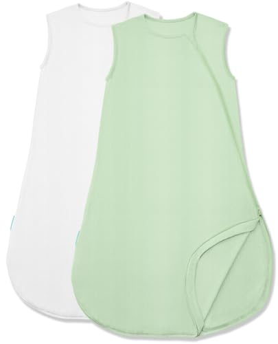 PurComfy Bambus-Schlafsack, 0,5 Tog, hochwertiger weicher Babyschlafsack, 2-Wege-kindersicherer Reißverschluss, atmungsaktiv, leicht, tragbare Decke für Babys, Mädchen, Jungen, 0-3-6-12-18-24 Monate,