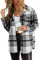 Zeagoo Damen Holzfäller Hemd Urban Style Hemdbluse Oversize Winter Frühling Karierte Jacke Freizeit Retro Karo Bluse Schwarz L