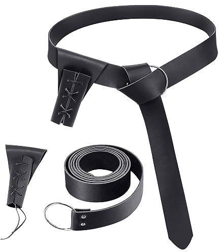 Sterntunde Mittelalter Gürtel + PU Leder Schwert Holster, Wikinger Gürtel für Ritter und Cosplay Kostüme Halloween LARP (Braun)
