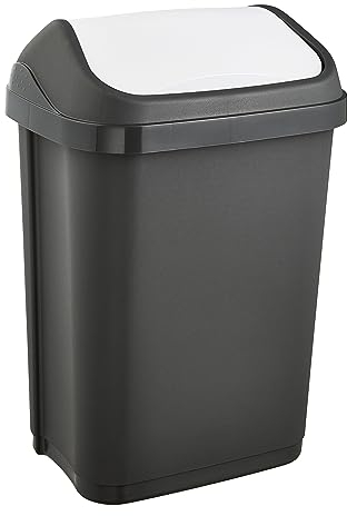 keeeper Mülleimer mit Schwingdeckel, 10 l, Swantje, Graphit-Grau