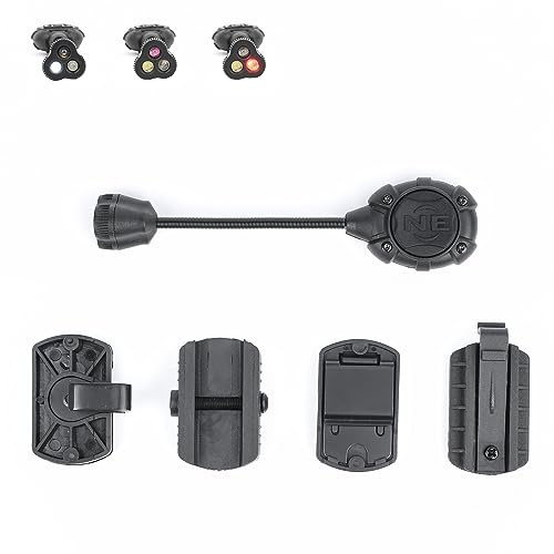 NECARL Taktische Helmlampe, Militär, mit IR + Rot + Weiß LED Aufgabenlampe, Überlebens-Signalleuchte mit 4 Halterungen, Zubehör für Fast Mich Helm MOLLE-System, 20 mm Picatinny-Schiene (3R-BK)