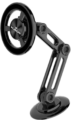 MJSON MagSafe - Supporto universale per telefono retrattile a 360° per auto, supporto magnetico in lega di metallo, girevole e pieghevole in qualsiasi direzione, compatibile con iPhone/SAMSUNG/LG