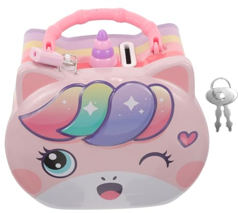KOMBIUDA Einhorn süßer Münzbehälter unzerbrechliche Spardose Geschenk Mädchensparschweine für Kinder Einhorn- mit Schloss Cartoon- Sparbüchse Tier