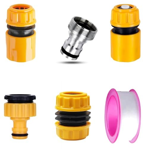 Universal Tap Connector Set - 3/4 & 1/2 inch, 2in1 Threaded Tap Adaptor, Kitchen & Garden Hose End Connector (Set of 3)