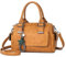 SODOLLEE Handtasche Damen Henkeltaschen mit Exquisiter Anhänger Frauen Retro Top Griff Tasche Umhängetasche PU Leder Schultertasche für Arbeiten Reisen Shopper Braun