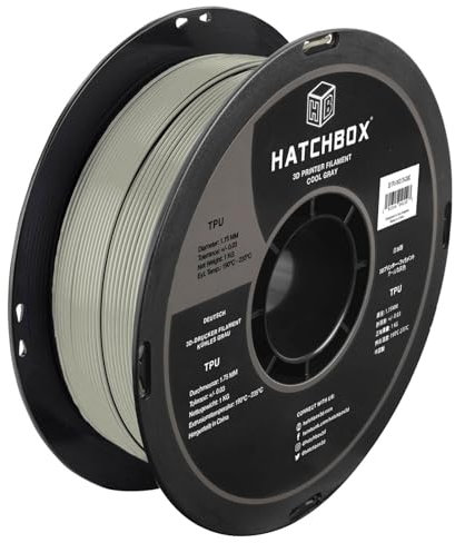 HATCHBOX 3D-Drucker-Filament aus TPU, Kaltgrau, 1,75 mm, 1 kg Spule, Maßgenauigkeit +/- 0,03 mm, 3D-Druck-Filament