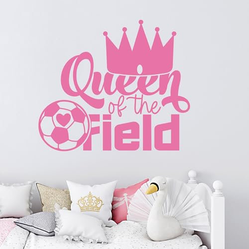 GRAZDesign Wandtattoo Fußball Kinderzimmer Mädchen Spruch Queen of the field Wandaufkleber selbstklebend - 35x30cm / hellgrün
