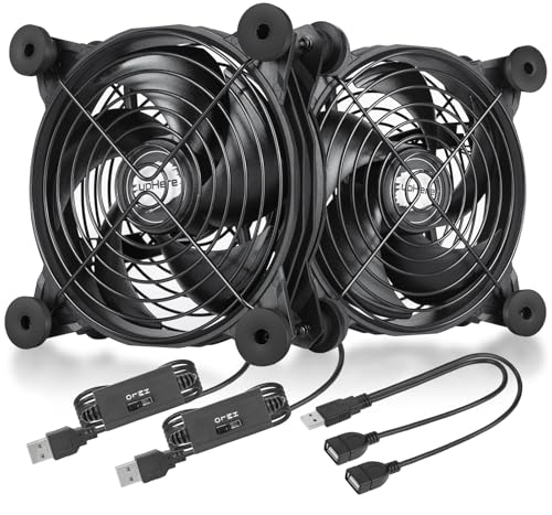 upHere gaming Ventilador de 120 mm alimentado por USB, ventilador silencioso de refrigeración por computadora, ventilador de 5 V con control de 3 velocidades, compatible con PC/Xbox/TV Box, U1204