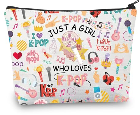 PLITI K-Pop Make-up-Tasche, K-Pop-Sänger-Merchandise-Geschenk, Just A Girl Who Loves K-Pop, Geschenk für K-Pop-Musik-Fan, K-Pop-Team-Geschenk, Just Loves K-Popu, modisch