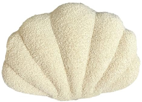 bephible Realistisches Muschel-Design, flauschiges PP-Baumwollkissen, Ozean-Motiv, dekoratives Plüschkissen für Schlafzimmer, Sofa, weich, verschleißfest, lebendige Farben, Beige