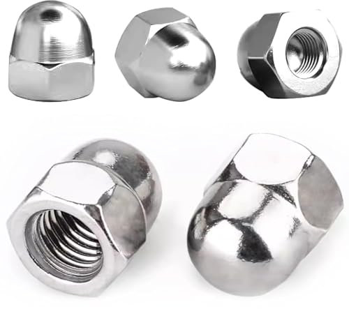 NIEEKRUN 60 Piezas M6 Tuercas Sombrerete Acero Inoxidable, Acero Inoxidable Tuerca Sombrerete, DIN 1587 Tuercas de sombrerete, para Muebles, Bicicletas, Carpintería, Industria Siderúrgica (Plata)