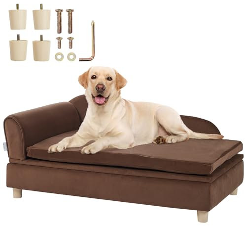 VEVOR Canapé pour animal de compagnie, panier pour chien de taille moyenne et chat, canapé-lit pour chien en velours doux, canapé pour chat avec capacité de charge de 50 kg, marron foncé, 90 x 58,5 cm
