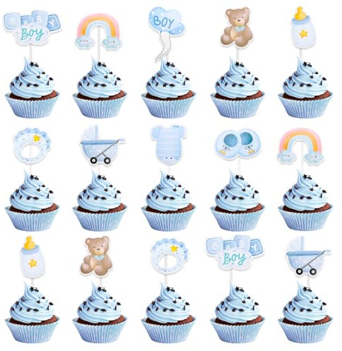 ALEGRE 36 Its a Boy Cupcake Topper für Babyparty, Taufe und Baby Boy Deko, Blau