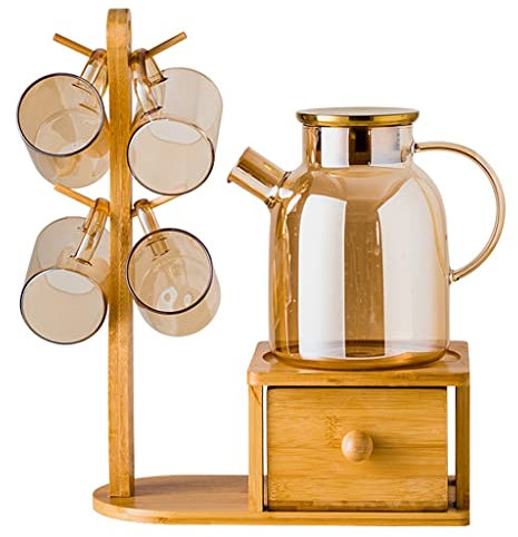 GETSTREE Glaswasserkocher, Saftkocher, N/A Amber Glass Beverage Pot Set Cool Kettle Cold Kettle Cup with Large Capacity and High Temperature Resistance (Color : A, Size