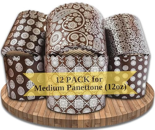 LOVARE Panettone Paper Mold - 12pcs, H 3.14”x4.33” W (8cm x11cm) Kulich Mold - Round, Brown, Disposable, Paper, Breathable, Easter, Easter Bread Baking Forms