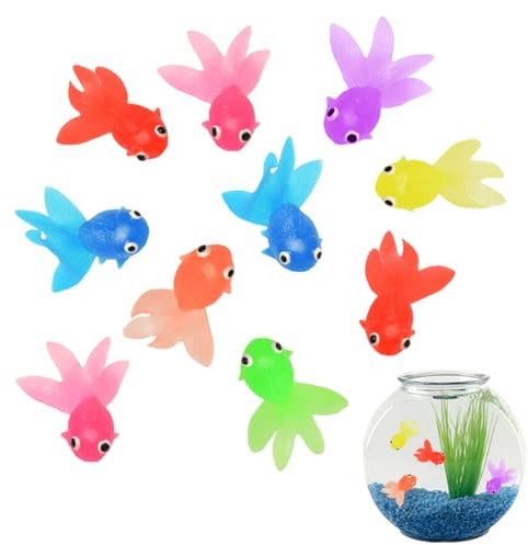 EYVRPAU 10 Künstliche bewegliche Fische, schwimmende Plastikfische, weiche Goldfische, Kindersimulationsfische, geeignet für Kinderspielzeug, Badespielzeug, Aquariumdekoration