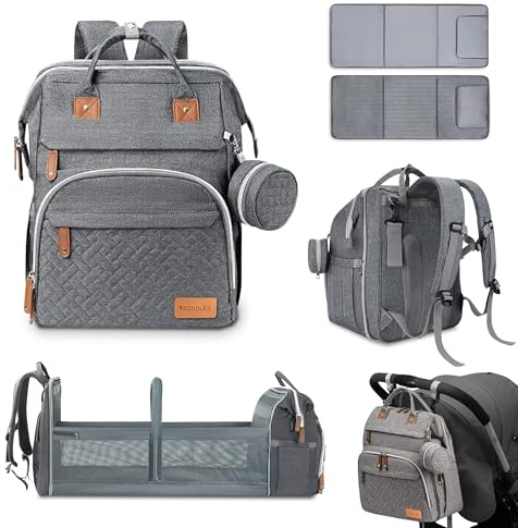Treboler Baby-Rucksack mit Wickelunterlage und faltbarem Kinderbett, wasserdicht, große Kapazität
