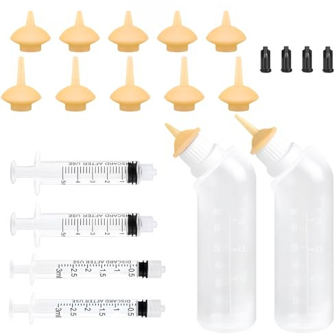 20PCS Pet Nursing Bottle with Brown Replacement Mini Nipple Feeding Bottle, Feeding Kit for Kittens Puppiesfor Newborn Kittens, Puppies, Small Animals, ﻿