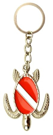 Greabuy Porte-clés pour femme, en alliage de zinc avec drapeaux de plongée, créature marine, pendentif, accessoire de sac tendance pour plongeur et voyageur, Tortue