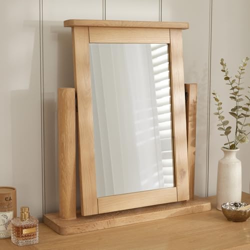 The Furniture Market | Marbury Oak | Vanity Mirror | Adjustable Dressing Table Mirror | Wooden Frame | Tilting Hinged Design | Easy Assembly | H 500mm x W 450mm x D 400mm